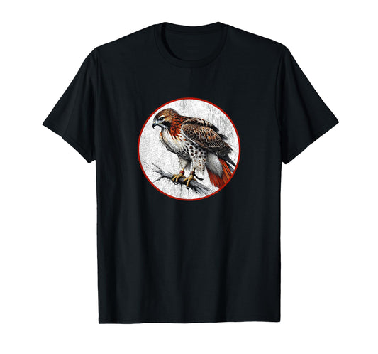 Colorful Retro Red Tailed Hawk Bird Design T-Shirt