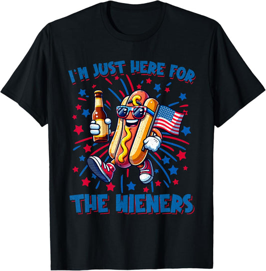 I'm Just Here For The Wieners Hotdog Patriotic 4th Of July T-Shirt
