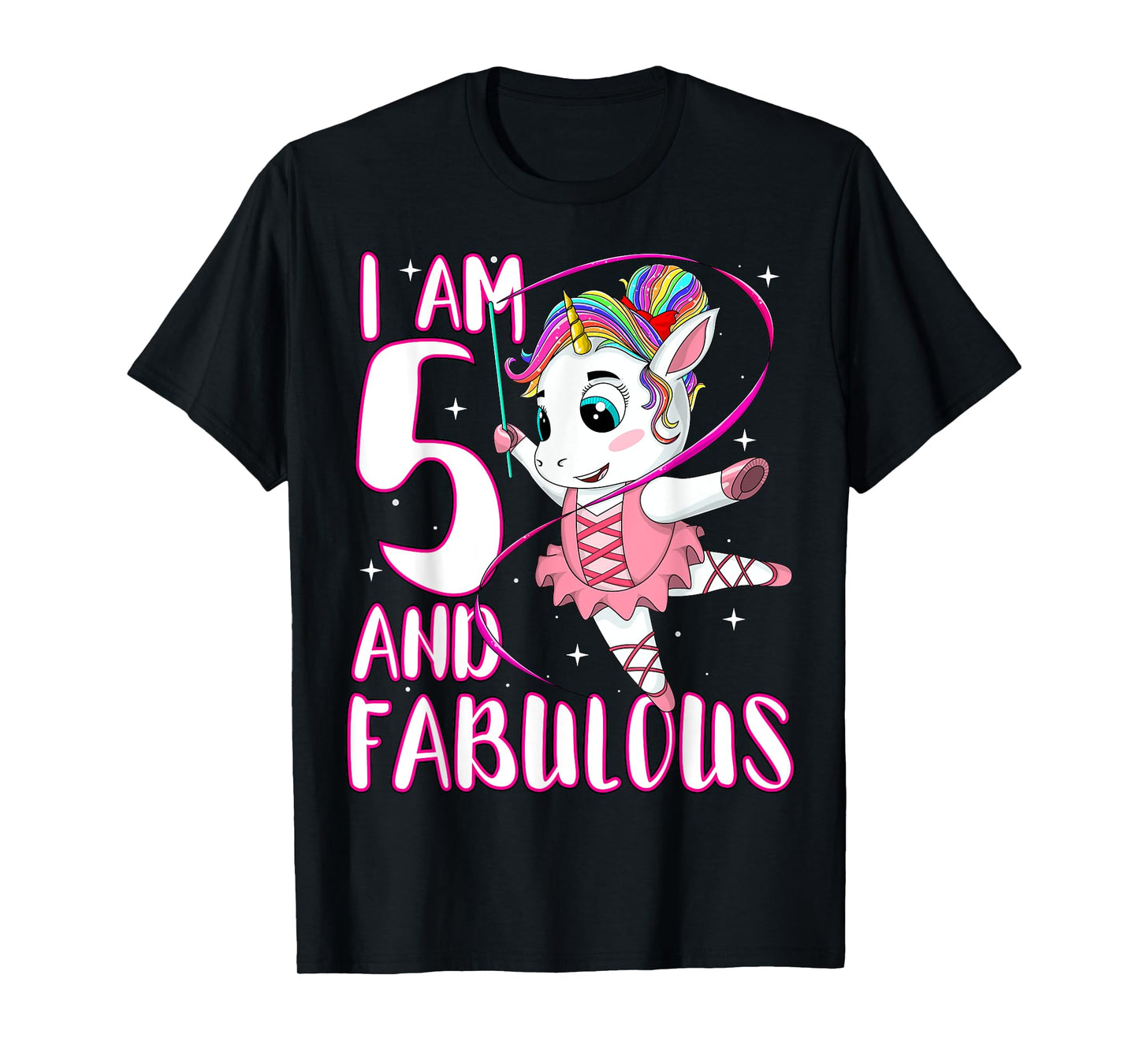 Children I Am 5 and Fabulous Unicorn Birthday Girl T-Shirt