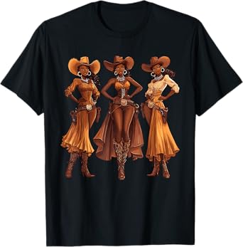 Black African American Cowgirl Western Country Texas Rodeo T-Shirt
