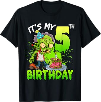 It's My 5th Birthday Zombie Lover 5 Year Old Boys Girls T-Shirt