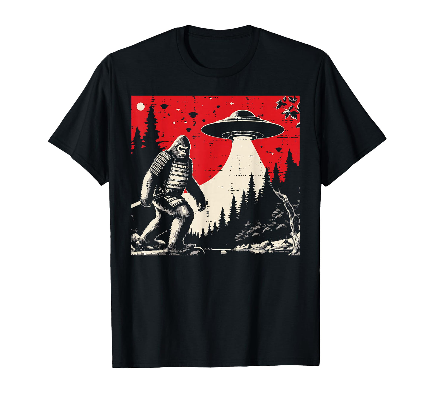 Japanese Bigfoot Samurai UFO Alien Sasquatch Men Women Kids T-Shirt