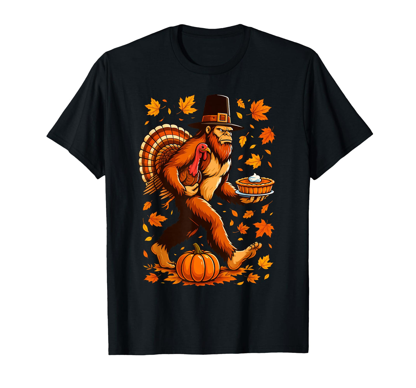 Funny Bigfoot Pumpkin Pie Thanksgiving Sasquatch Fall Men T-Shirt