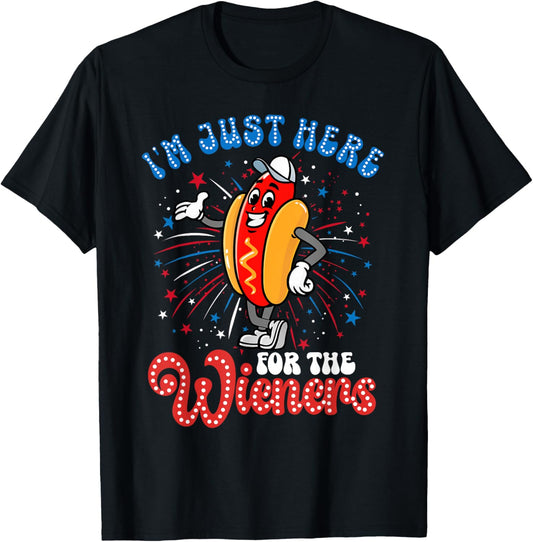 I'm Just Here For The Wieners Firework Hot Dog 4th Of July T-Shirt