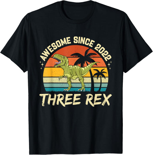 Three Rex 3rd Birthday Boy Third Dinosaur 3 Year Old T-Shirt