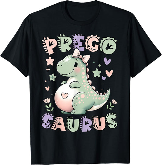 Pregosaurus Cute Retro Mommy Dinosaur Pregnancy Announcement T-Shirt