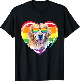 LGBT Pride Colors Golden Retriever - Canine Dog Lover Men Women T-Shirt