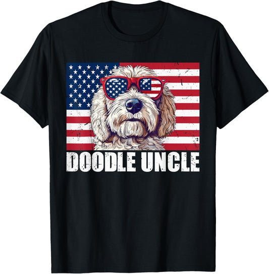 Doodle Uncle Goldendoodle US Flag Dog Lover 4th of July T-Shirt