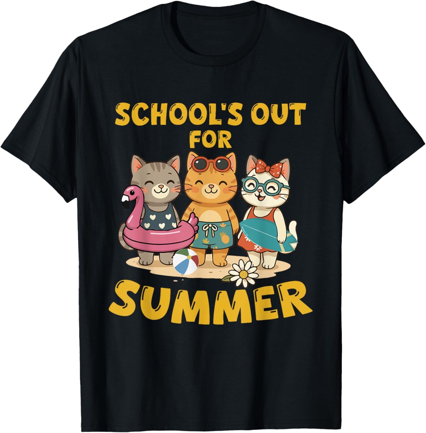 Funny Cats Schools Out For Summer Teacher Last Day Of School T-Shirt