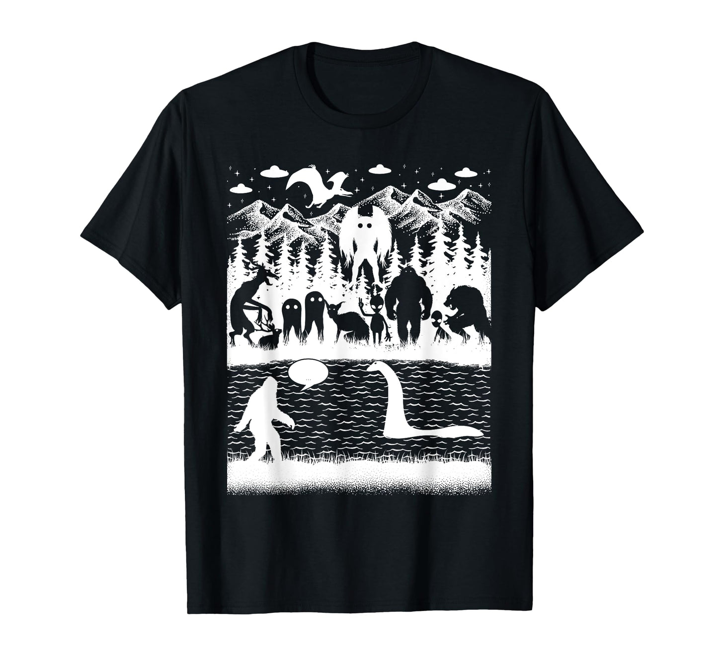 Bigfoot Loch Ness Monster Mothman And Aliens! Funny Cryptid T-Shirt