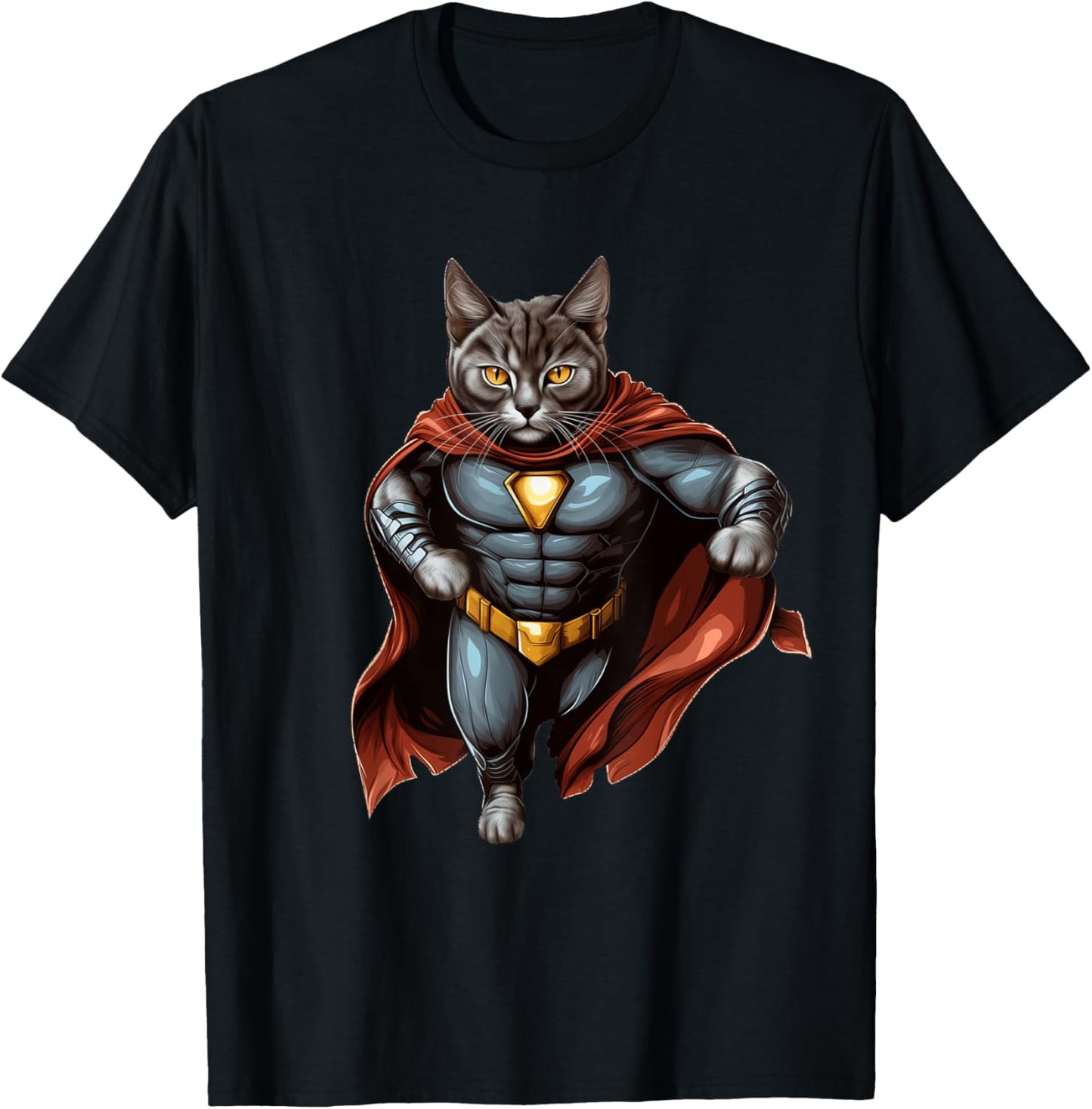 Superhero Cat Red Cape Super Hero Cat Kitten Kitty T-Shirt