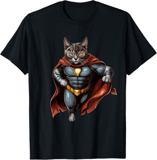 Superhero Cat Red Cape Super Hero Cat Kitten Kitty T-Shirt