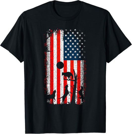 Hunting Dog American Flag Duck Bird Hunting For Boys Men T-Shirt