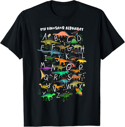 ABC Dino Identification A-Z Types Of Dinosaurs Alphabet T-Shirt