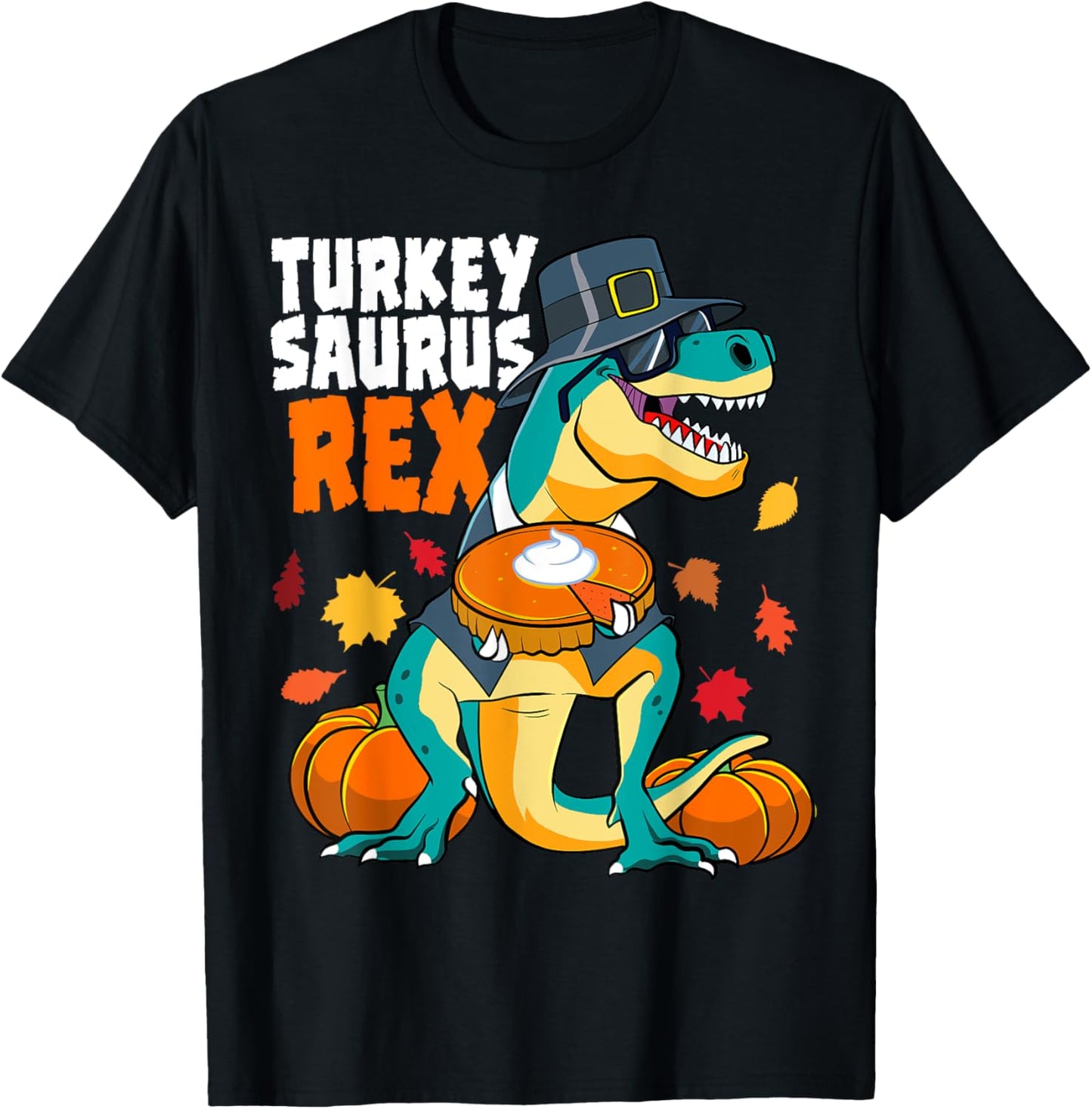 Dinosaur Thanksgiving Boys Turkey Saurus T Rex Dino Kids T-Shirt