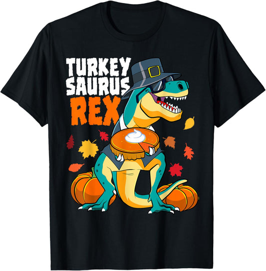 Dinosaur Thanksgiving Boys Turkey Saurus T Rex Dino Kids T-Shirt