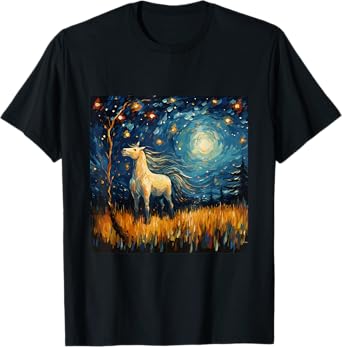 Horse in Starry Night Van Gogh inspired Art for Horses Lover T-Shirt