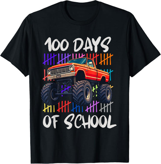 100 Days Of School Monster Truck Boy Kid 100th Day Of School T-Shirt