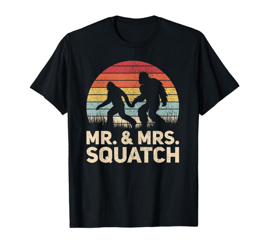 Matching Mr & Mrs Outfit Husband Wife Funny Wedding Bigfoot T-Shirt