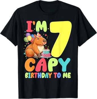 I'm 7 Year Old Capy Birthday To Me 7th Birthday Capybara T-Shirt