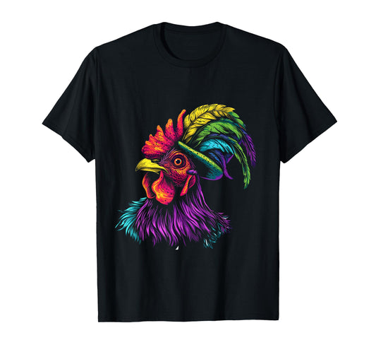 Funny Jester Chicken Beads Mardi Gras Farming Men Women Kids T-Shirt