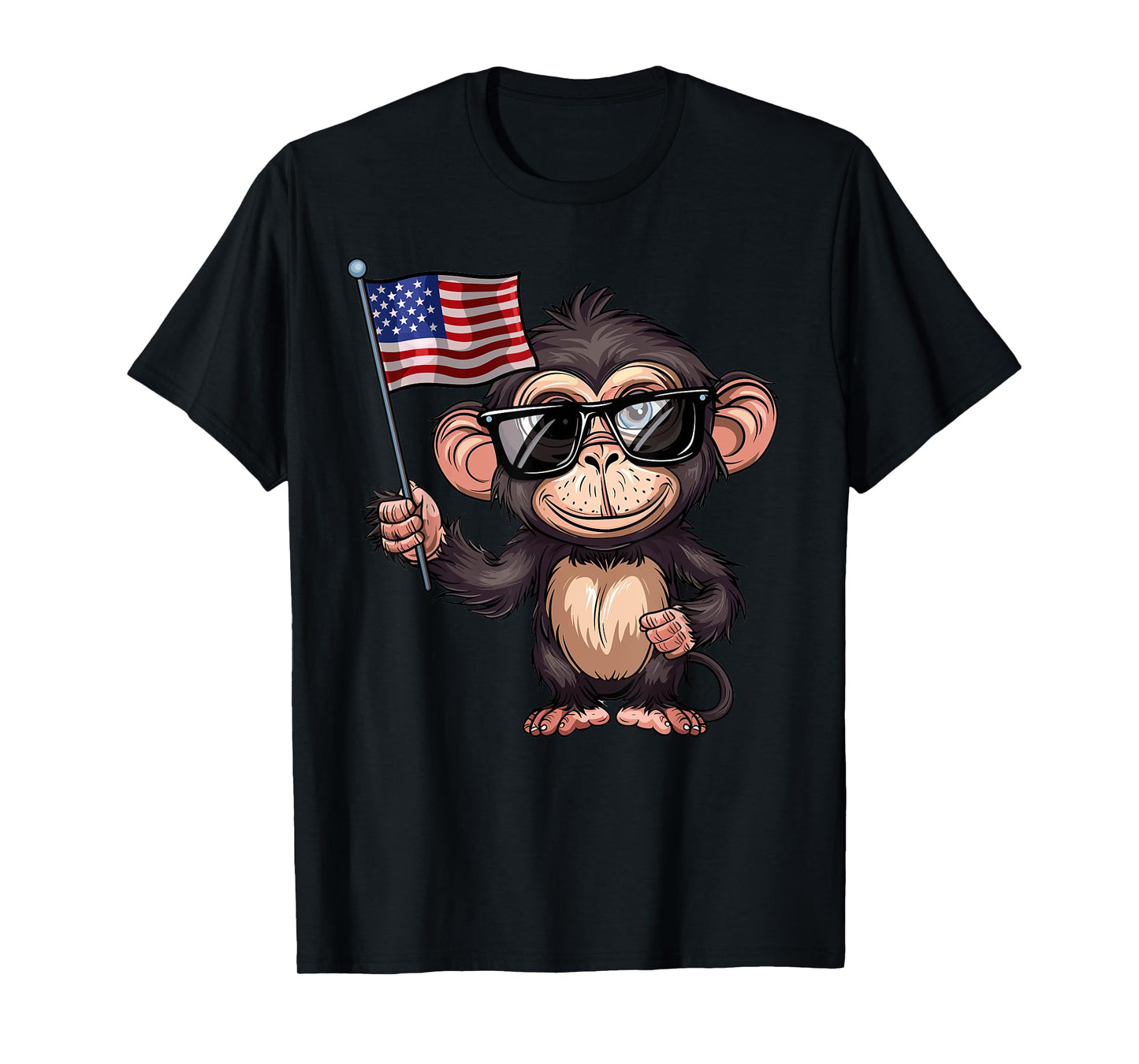 Monkey USA Flag - Funny Monkey Lovers 4th of July Women Girls Kids Men T-Shirt