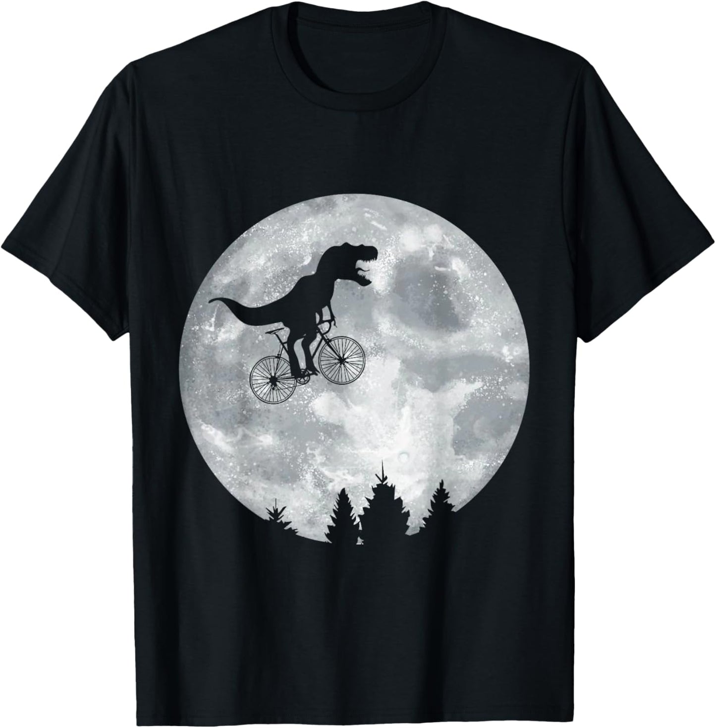 Dino Trex Riding Moon Bike Halloween Lunar Cycling T-Shirt