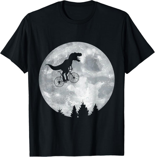 Dino Trex Riding Moon Bike Halloween Lunar Cycling T-Shirt
