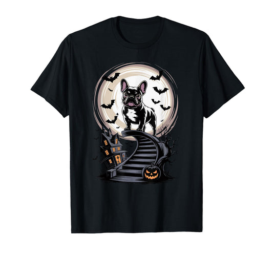 Spooky Halloween Moon French Bulldog Frenchie T-Shirt