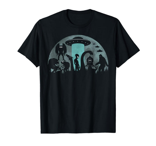 Bigfoot Loch Ness Monster Mothman And Aliens Funny Cryptid T-Shirt