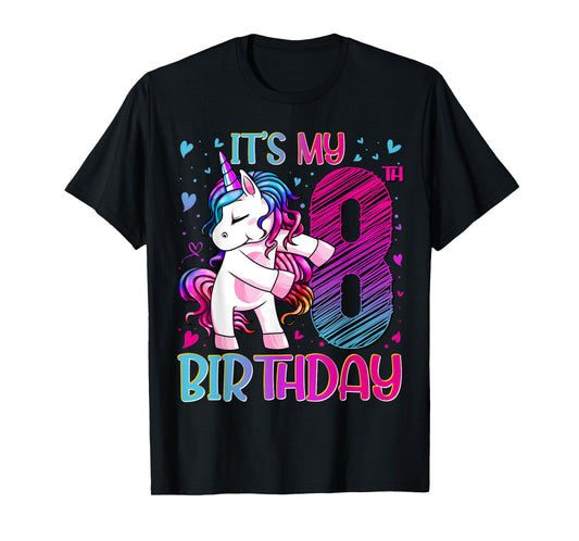 8 Year Old Gifts Unicorn Flossing 8th Birthday Girl Party T-Shirt