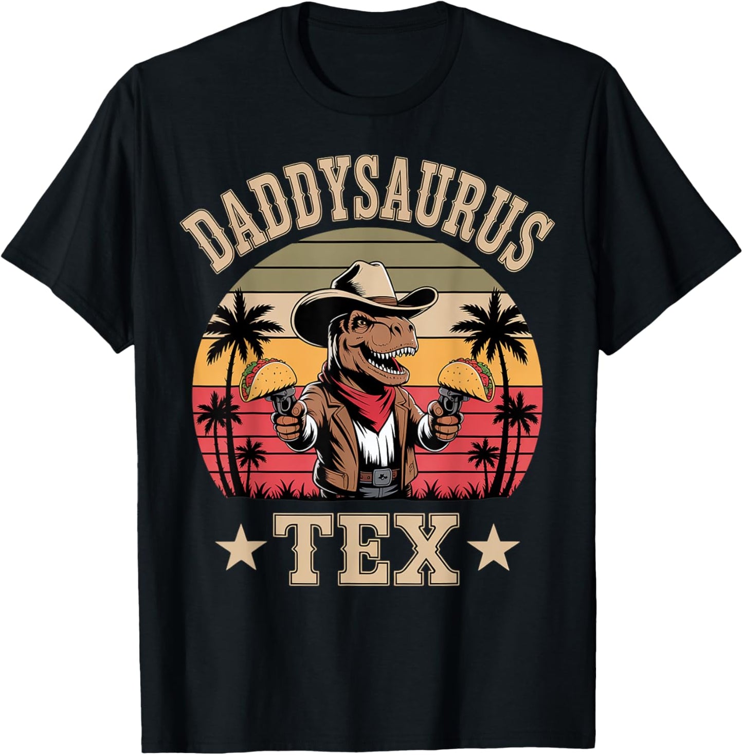 Funny Daddysaurus T-Rex with Taco for Father's Day T-Shirt