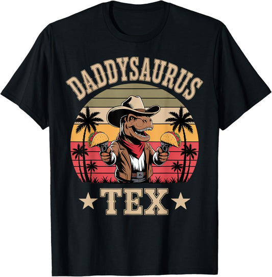 Funny Daddysaurus T-Rex with Taco for Father's Day T-Shirt