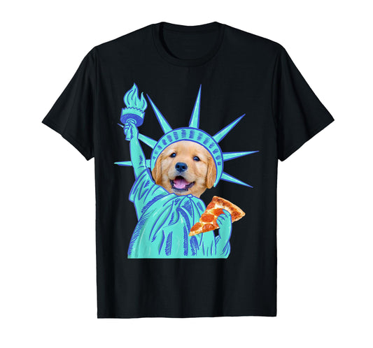 Statue Of Liberty Dog Shirt Animal Lover Pizza Slice T-Shirt for Men Women Kids
