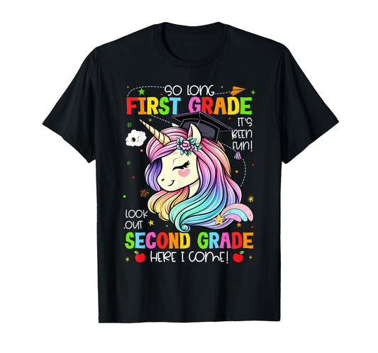 So Long 1st Grade It's Been Fun Look Out 2nd Grade Unicorn T-Shirt