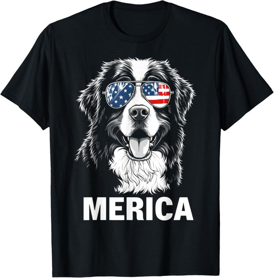 American Flag Merica Bernese Mountain 4th Of July kids women T-Shirt