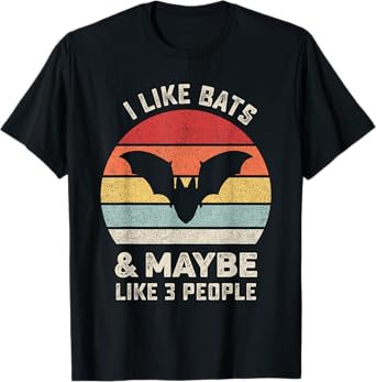 Retro I Like Bats Shirt Animal Bat Lover Gift Vintage T-Shirt