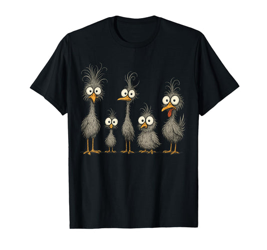 Funny Crazy Chicken Family Cartoon Cute Colorful Chicken Art T-Shirt