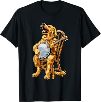 Golden Retriever Dog Bluegrass Banjo Player T-Shirt