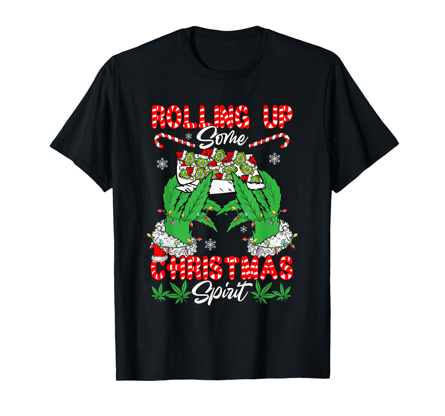 Rolling Up Some Xmas Spirit Funny Santa Smoker Stoner Lover T-Shirt