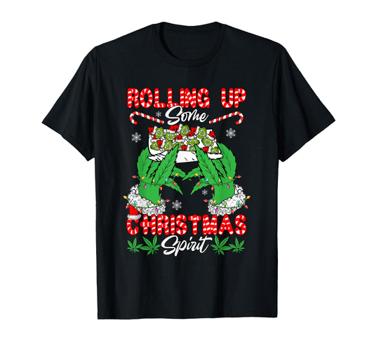 Rolling Up Some Xmas Spirit Funny Santa Smoker Stoner Lover T-Shirt