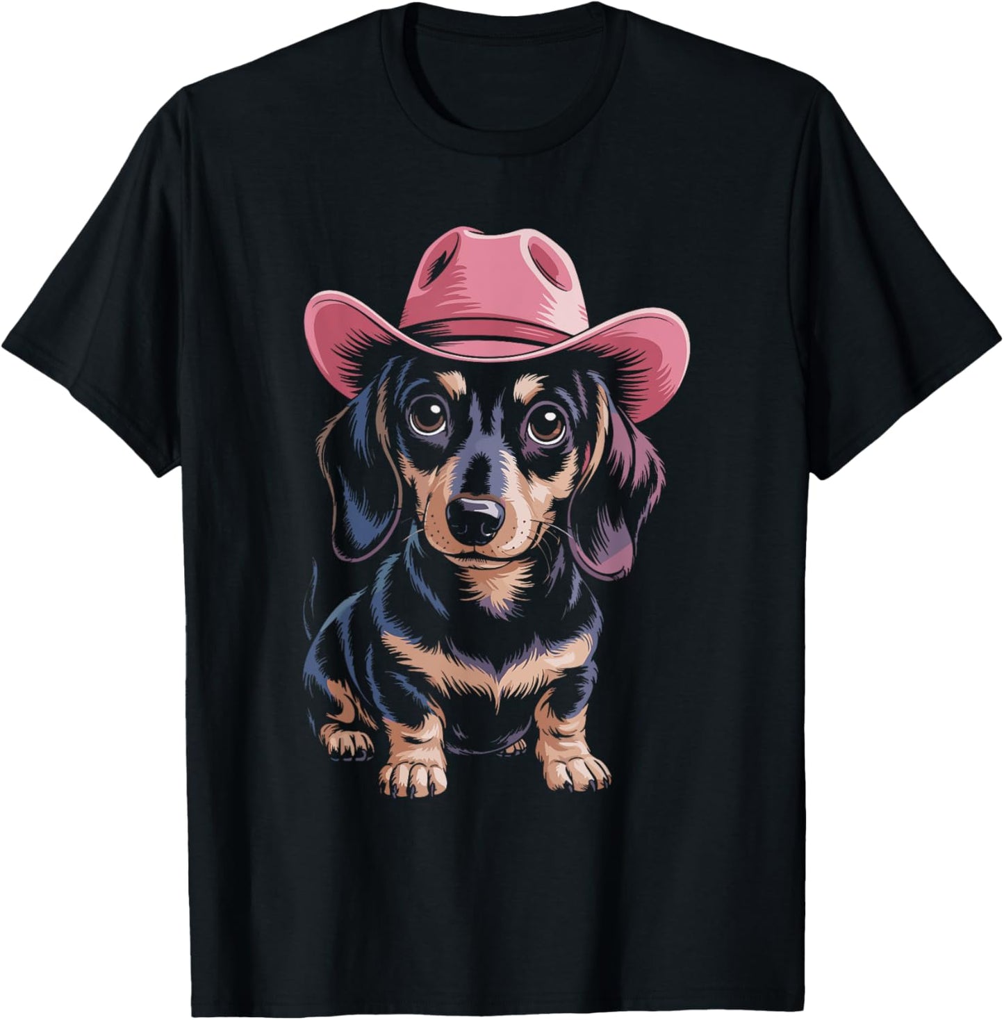 Cool Dachshund in Pink Cowboy Hat and Shades T-Shirt