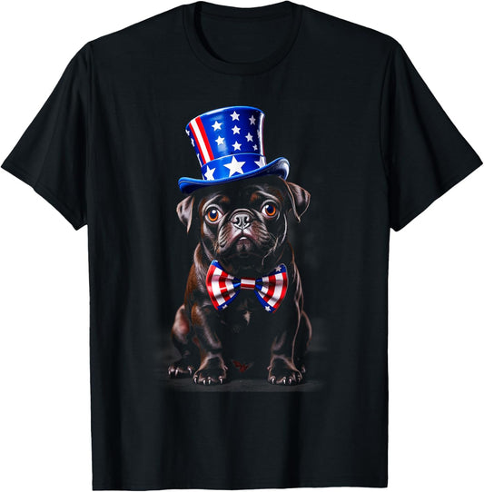USA Cute Pug 4th of July Dog Men Women Kids Funny Patriotic T-Shirt