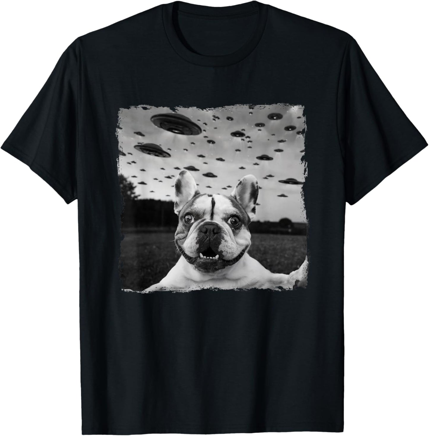French BullDog Selfie UFO Alien Abduction Halloween Dog T-Shirt