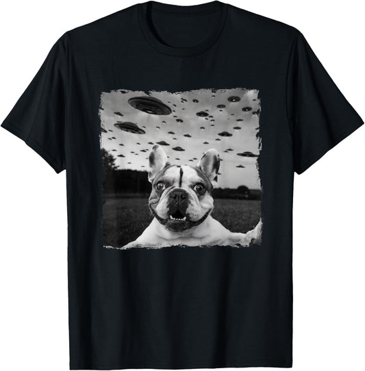 French BullDog Selfie UFO Alien Abduction Halloween Dog T-Shirt
