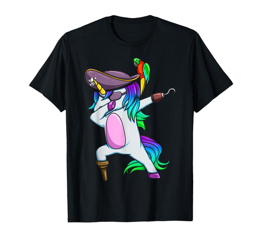 Dabbing Pirate Magical Rainbow Unicorn Funny Halloween T-Shirt
