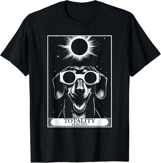 Solar Eclipse 2024 Totality Tarot Card Dachshund Weenie T-Shirt