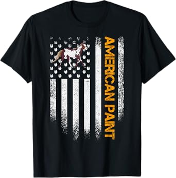 Vintage USA American Flag American Paint Horse Funny T-Shirt