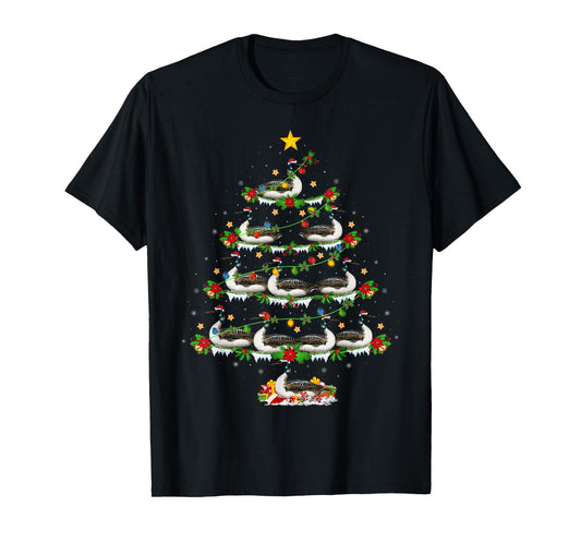 Loon Bird Lover Xmas Lights Loon Christmas Tree T-Shirt