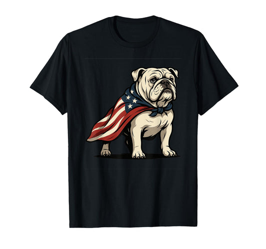 Patriotic Bulldog 4th of July Funny Dog Lover American Flag Men Women Kids T-Shirt